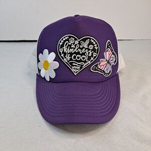 Cobra Women's "Kindness Is Cool" Trucker Hat Purple Butterfly Flower Adjustable